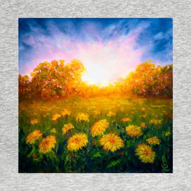 Dandelion field at sunset by redwitchart